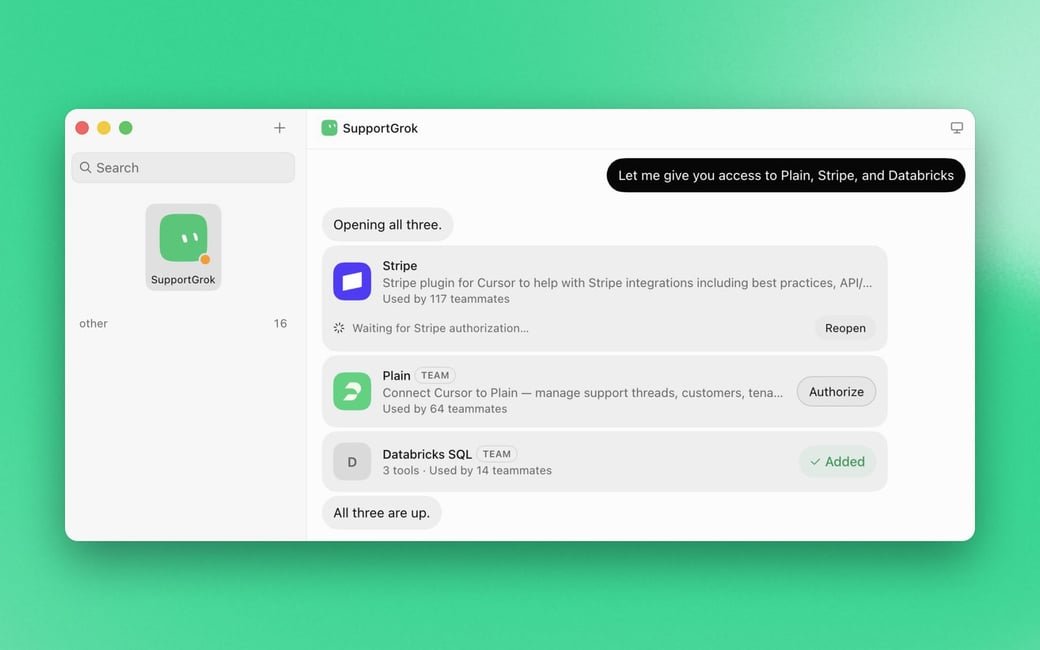 Just tell it what you want to connect and click authorize