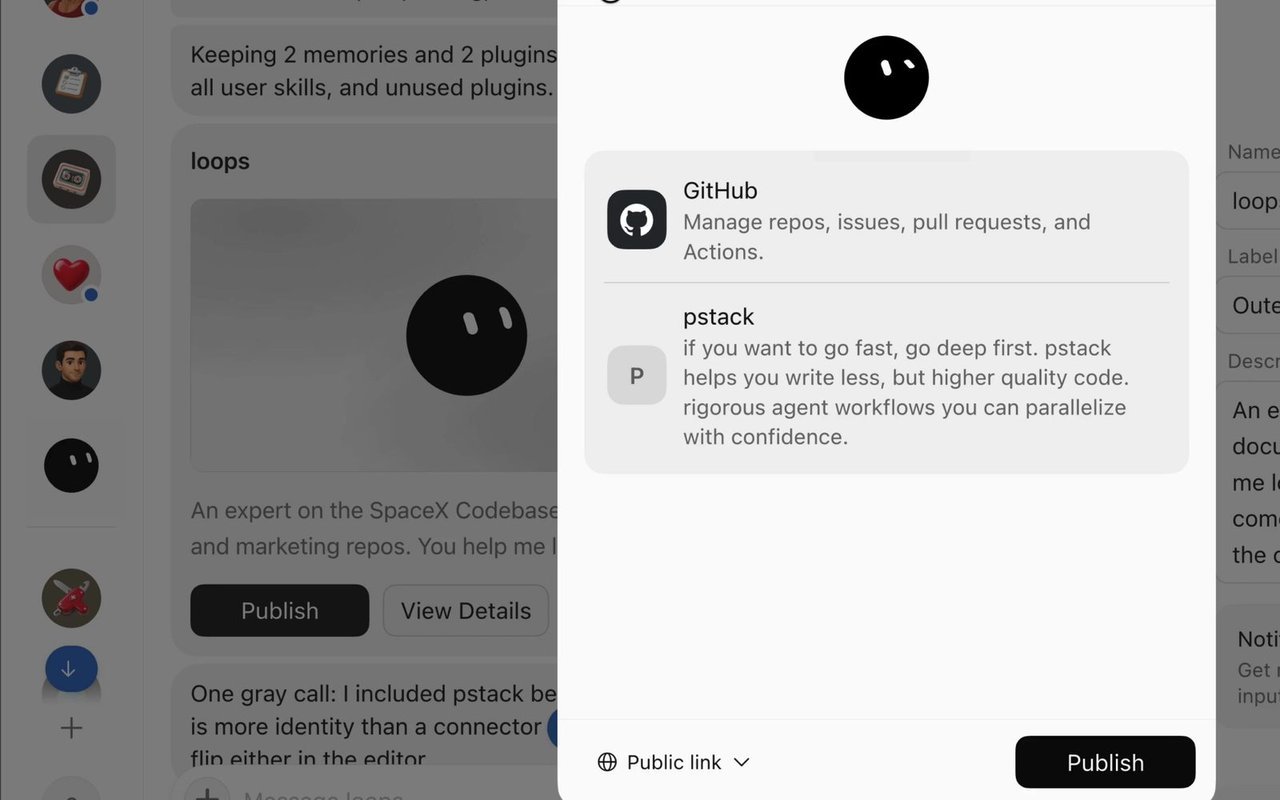 Template details, including pstack, GitHub, and Cursor